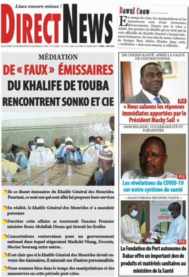 Faux émissaires du Khalife de Touba : Ch. Ab. A. Mbacké Gaïndé Fatma dément Diogaye de DirectNews