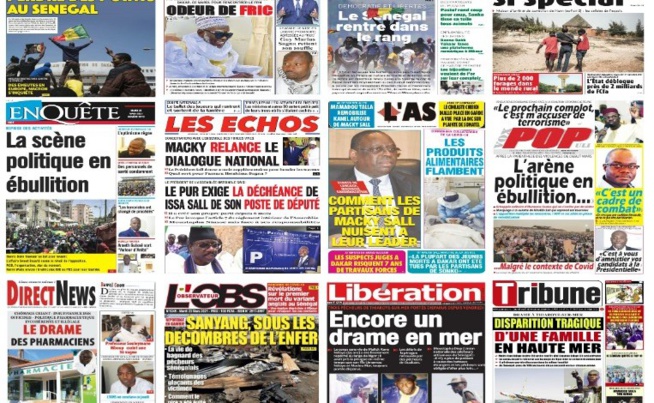 Actu-Kiosque : Les Unes des journaux : La relance de l’économie, affaire Sonko Adji Sarr, dialogue national, élimination de la Can…