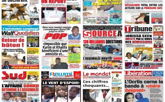 Actu-Kiosque : Les Unes des quotidiens : report des élections municipales, Ousmane Sonko, des révélations sur l’affaire Kiné Ndiaye, les lions du football…
