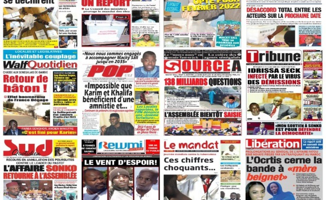 Actu-Kiosque : Les Unes des quotidiens : report des élections municipales, Ousmane Sonko, des révélations sur l’affaire Kiné Ndiaye, les lions du football… Actu-Kiosque : Les Unes des quotidiens : report des élections municipales, Ousmane Sonko, des révélations sur l’affaire Kiné Ndiaye, les lions du football…