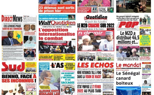 Actu Kiosque : Les Unes des journaux : Élections locales : l’état propose 2022, le M2D dit niet, les “Lions” accrochés par le Congo…au menu Actu Kiosque : Les Unes des journaux : Élections locales : l’état propose 2022, le M2D dit niet, les “Lions” accrochés par le Congo…au menu