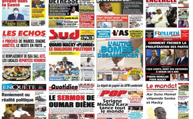 Actu-Kiosque : Les Unes des quotidiens : Assane Diouf traite SONKO de manipulateur, emploi des jeunes, Affaire DÉTHIÉ fall et Issa Sall, match des lions…