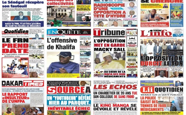 Actu-Kiosque : Les Unes des quotidiens : Bataille de Dakar, réseau faux médicaments dementelé, élections municipales, ligue des Champions, Actu-Kiosque : Les Unes des quotidiens : Bataille de Dakar, réseau faux médicaments dementelé, élections municipales, ligue des Champions,