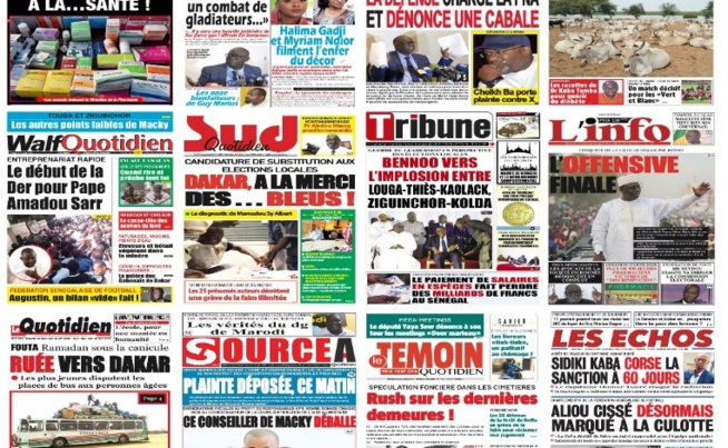 Actu-Kiosque : Les Unes des quotidiens : Les informations explosives sur le trafic de médicaments, en route vers les locales, crise économique, le football mondial secoué… Actu-Kiosque : Les Unes des quotidiens : Les informations explosives sur le trafic de médicaments, en route vers les locales, crise économique, le football mondial secoué…