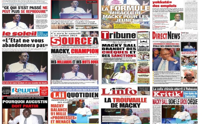 Actu-Kiosque : Les Unes des quotidiens : MACKY sur l’emploi des jeunes, des révélations sur le trafic de faux médicaments, Balla Gaye 2 sur les traces de Tyson… Actu-Kiosque : Les Unes des quotidiens : MACKY sur l’emploi des jeunes, des révélations sur le trafic de faux médicaments, Balla Gaye 2 sur les traces de Tyson…