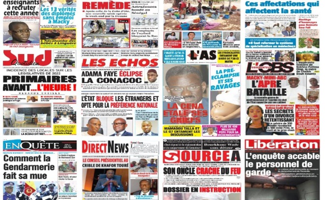 Les Unes des quotidiens : Encore de faux médicaments saisis par la douane, MACKY et ses ex pm, Me Abdoulaye Tine du l’emploi des jeunes… Les Unes des quotidiens : Encore de faux médicaments saisis par la douane, MACKY et ses ex pm, Me Abdoulaye Tine du l’emploi des jeunes…