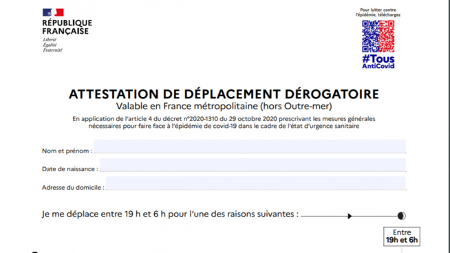 Voici la nouvelle attestation de déplacement qui entre en vigueur à partir du 3 mai