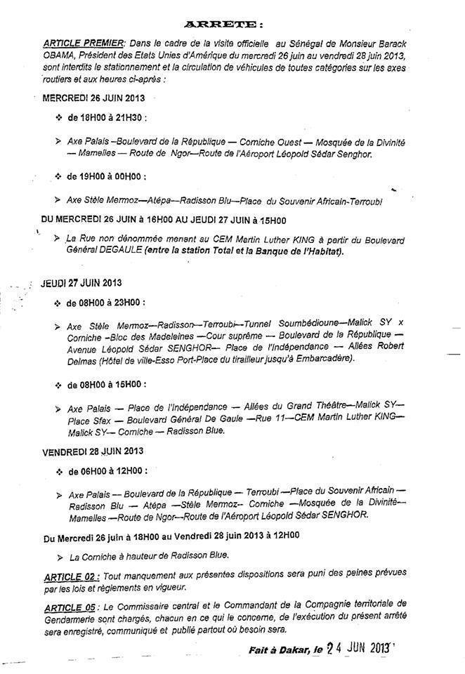 Visite d'Obama: Interdiction de circulation dans Dakar pour 48h #kebetu