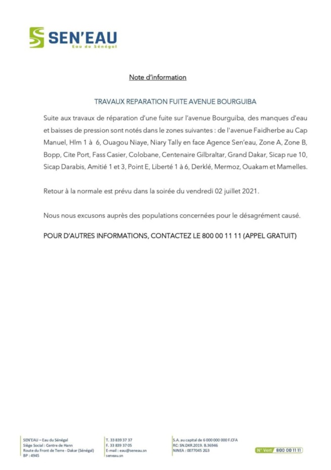 Distribution de l'eau à Dakar: Des perturbation en vue Distribution de l'eau à Dakar: Des perturbation en vue
