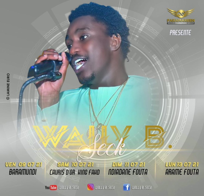 URGENT: Wally Seck en live' Vendredi Baramundi , Samedi  King Fhad Cauris D'or à Dakar, Dimanche et lundi au Fouta
