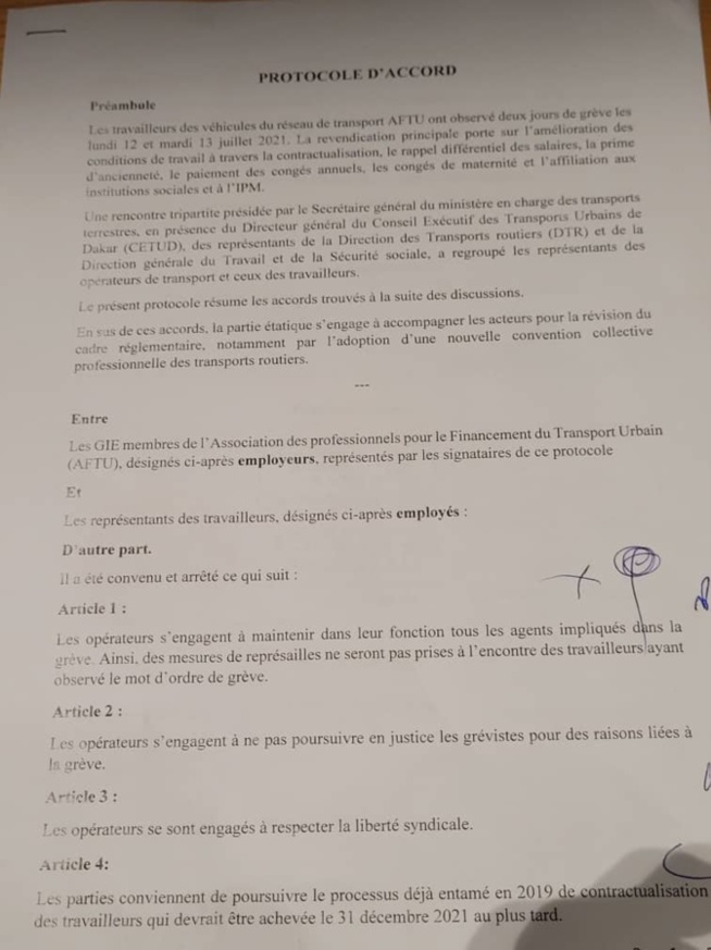 Grève des travailleurs d’Aftu: Un protocole d’accord signé Grève des travailleurs d’Aftu: Un protocole d’accord signé