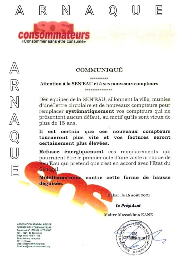 URGENT: Alerte Nouvelle système d'arnaque de la Sen' Eau avec de nouveau compteur
