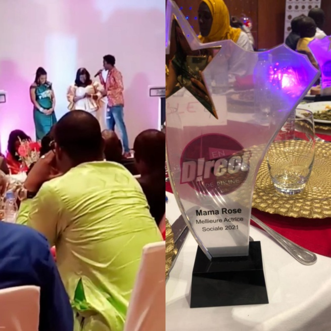 Waly Seck remet le trophée de la meilleure actrice social de la banlieue à Nd Mareme Diedhiou dit Mama Rose Waly Seck remet le trophée de la meilleure actrice social de la banlieue à Nd Mareme Diedhiou dit Mama Rose