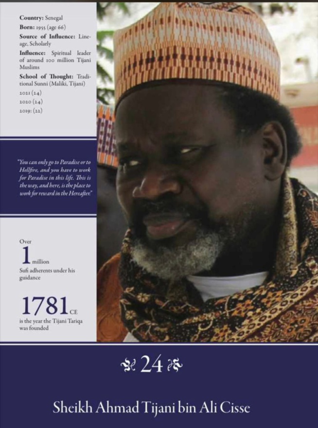 mam Cheikh Ahmed Tidiane bin Ali Cissé parmi les 500 personnes les plus influentes du monde mam Cheikh Ahmed Tidiane bin Ali Cissé parmi les 500 personnes les plus influentes du monde