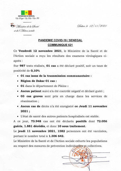 COVID Situation du vendredi 12 novembre COVID Situation du vendredi 12 novembre