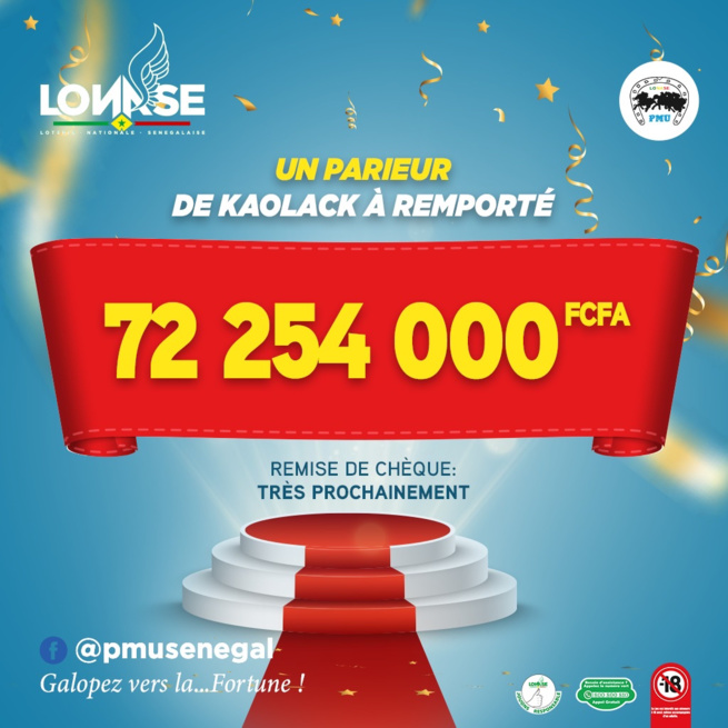 URGENT LONASE: Un parieur de Kaolack a remporté 72 254 000 FCFA.