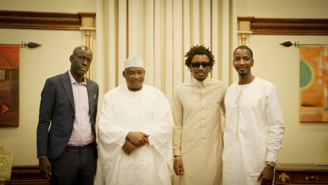 AUDIENCE: Waly Seck reçu par le president de la republique de la Gambie Adama Barro avant le gala AUDIENCE: Waly Seck reçu par le president de la republique de la Gambie Adama Barro avant le gala