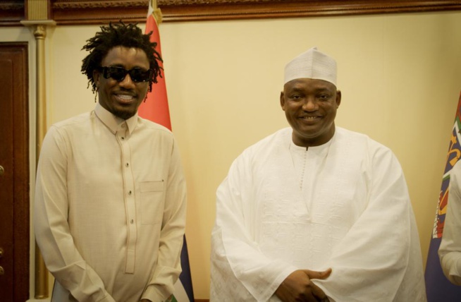 AUDIENCE: Waly Seck reçu par le president de la republique de la Gambie Adama Barro avant le gala AUDIENCE: Waly Seck reçu par le president de la republique de la Gambie Adama Barro avant le gala