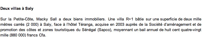 Pour confirmer leur long compagnonnage , Macky Sall et Souleymane Ndéne Ndiaye possèdent une villa dans la même résidence