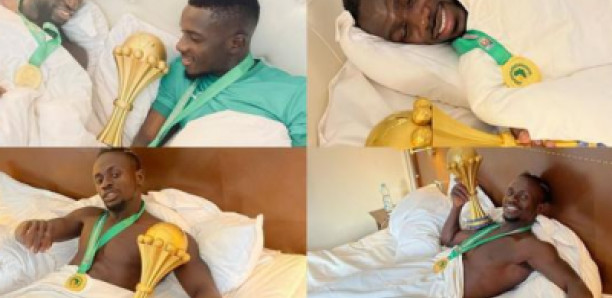 Gana, Cheikhou, Koulibaly et Sadio posent au lit avec la coupe (Photos)