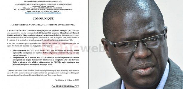 UCAD : Le Recteur traîné en justice pour "association de malfaiteurs et faux et usage de faux" UCAD : Le Recteur traîné en justice pour "association de malfaiteurs et faux et usage de faux"