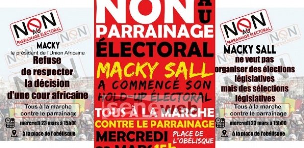 Marche contre le parrainage, le 23 mars : Y en a marre, Frapp et Cie dénoncent une tentative de «sélections législatives» Marche contre le parrainage, le 23 mars : Y en a marre, Frapp et Cie dénoncent une tentative de «sélections législatives»