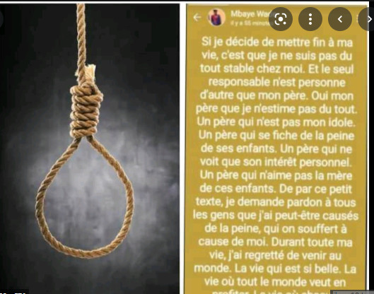 Les derniers mots de l'étudiant retrouvé pendu à Pikine: "Si je décide de mettre fin à ma vie, c'est que..." Les derniers mots de l'étudiant retrouvé pendu à Pikine: "Si je décide de mettre fin à ma vie, c'est que..."