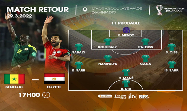 Barrages Coupe du Monde : Le onze officiel des Lions face à l’Egypte ! Barrages Coupe du Monde : Le onze officiel des Lions face à l’Egypte !