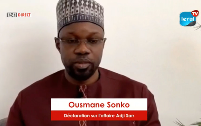 Urgent : La déclaration de Ousmane Sonko en direct sur Leral Tv ( Affaire Adji Sarr ) Urgent : La déclaration de Ousmane Sonko en direct sur Leral Tv ( Affaire Adji Sarr )