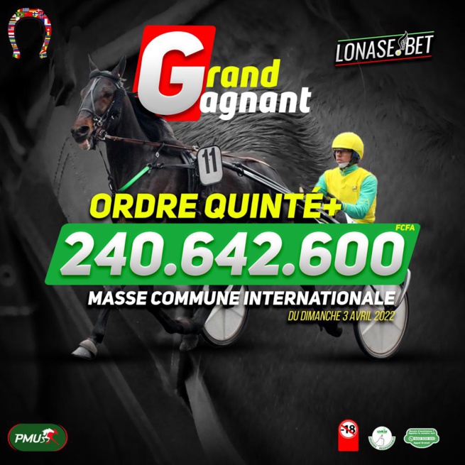 LONASE.BET: Grand gagnant du cagnotte masse commune internationale 240.642.600 LONASE.BET: Grand gagnant du cagnotte masse commune internationale 240.642.600