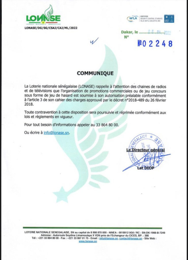 Jeu concours dans les médias : La Lonase brandit le bâton (Communiqué) Jeu concours dans les médias : La Lonase brandit le bâton (Communiqué)