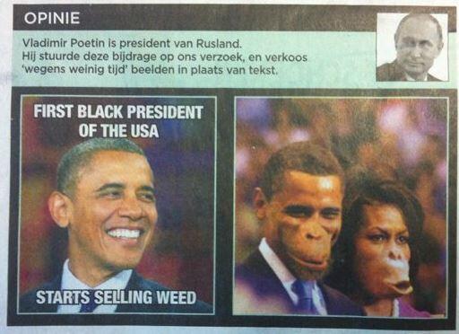 Un journal belge caricature le couple Obama en singe