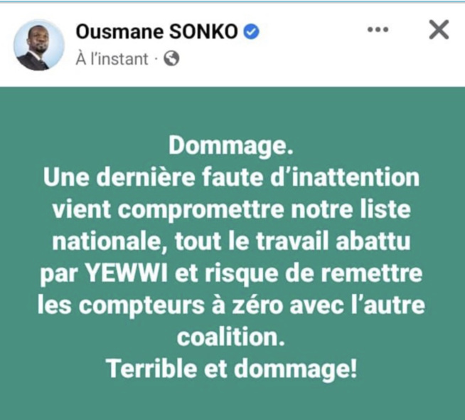 Yewwi Askan Wi hors course pour les Législatives : Ousmane Sonko invalide leur liste… Yewwi Askan Wi hors course pour les Législatives : Ousmane Sonko invalide leur liste…