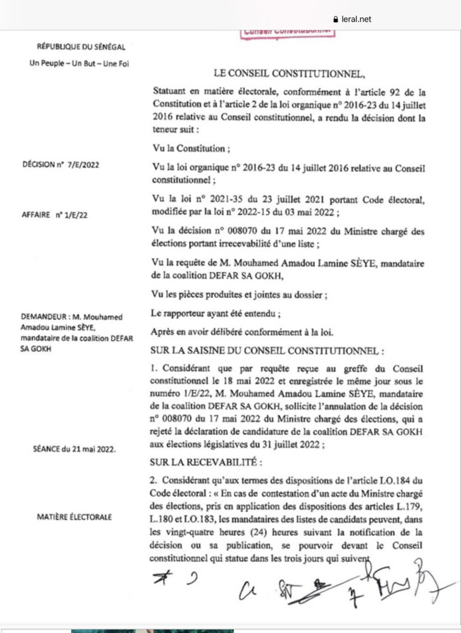 Recours pour les Législatives 2022 : Voici ce que le Conseil constitutionnel a tranché Recours pour les Législatives 2022 : Voici ce que le Conseil constitutionnel a tranché