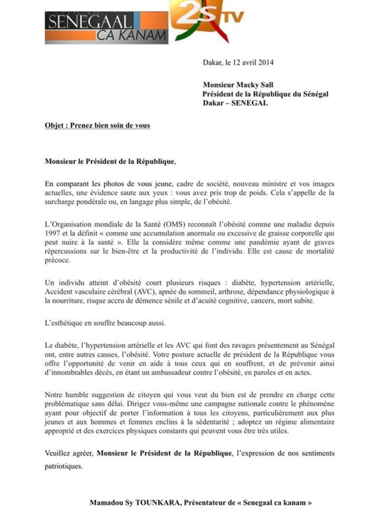 Mamadou Sy Tounkara parle de la santé du président Macky Sall : Vous avez pris trop de poids. Cela s´appelle de l´obésité. Mamadou Sy Tounkara parle de la santé du président Macky Sall : Vous avez pris trop de poids. Cela s´appelle de l´obésité.