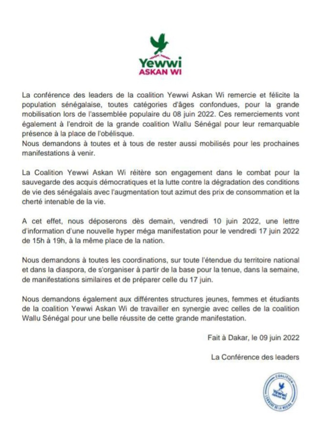 Manifestation : YAW va remettre le bleu de chauffe le 17 juin prochain Manifestation : YAW va remettre le bleu de chauffe le 17 juin prochain