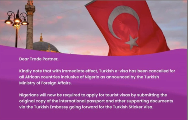 La Turquie vient de supprimer le e-visa pour tous les ressortissants Africains sauf...