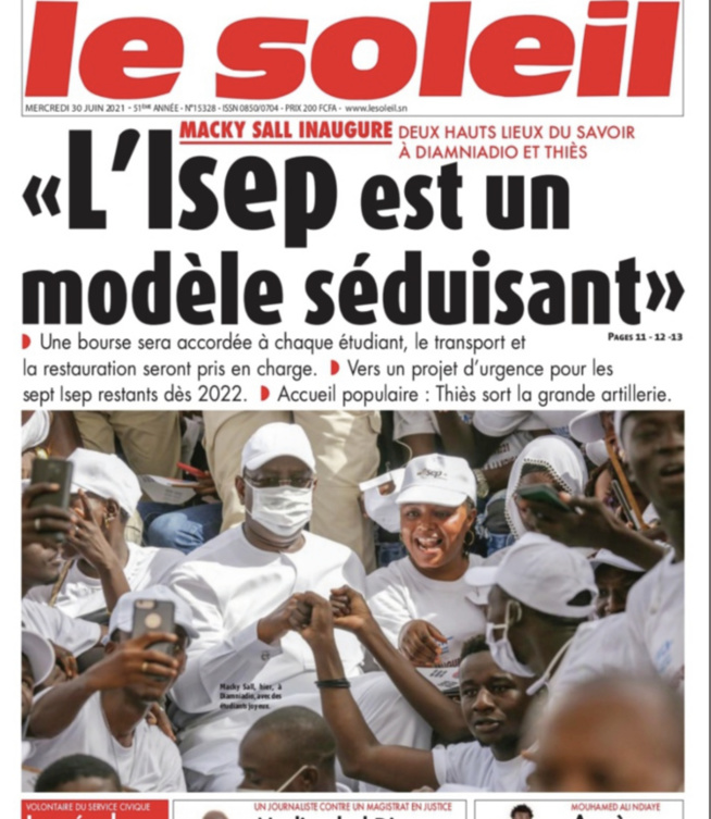 Reprise de la parution du journal «Le Soleil» mercredi Reprise de la parution du journal «Le Soleil» mercredi