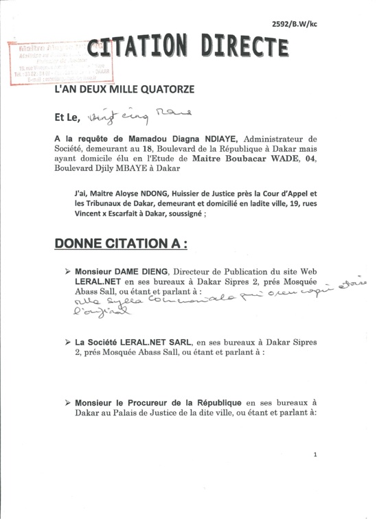 Leral.net traîné en justice pour avoir dit NON à Diagna Ndiaye Leral.net traîné en justice pour avoir dit NON à Diagna Ndiaye
