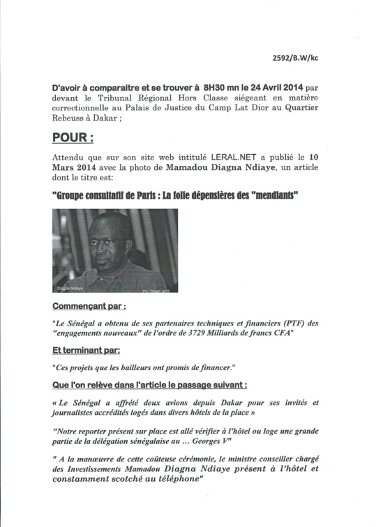 Leral.net traîné en justice pour avoir dit NON à Diagna Ndiaye Leral.net traîné en justice pour avoir dit NON à Diagna Ndiaye