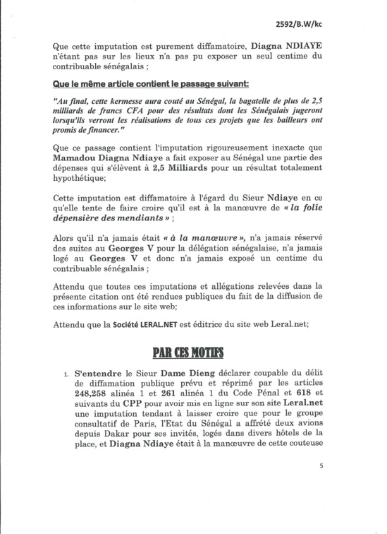 Leral.net traîné en justice pour avoir dit NON à Diagna Ndiaye Leral.net traîné en justice pour avoir dit NON à Diagna Ndiaye