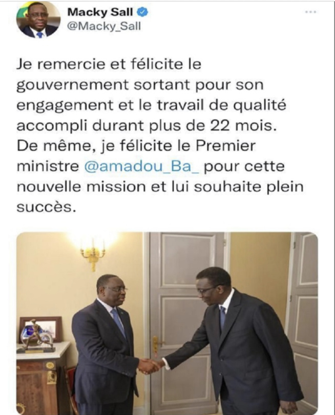 Amadou Ba nouveau Premier ministre : les félicitations et souhaits du président Macky Sall Amadou Ba nouveau Premier ministre : les félicitations et souhaits du président Macky Sall