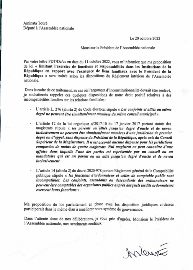 Assemblée nationale : La proposition de loi de la députée Aminata Touré sera traitée…