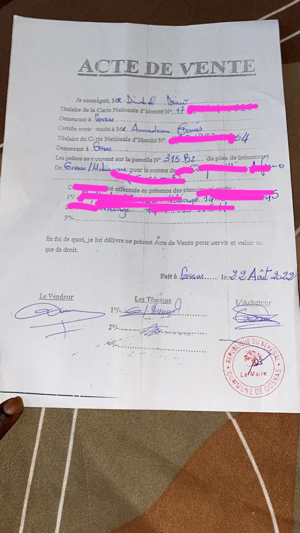 Litige foncier à Gossas entre le photographe Gomis et le riche Commerçant Ibrahima Diop. Litige foncier à Gossas entre le photographe Gomis et le riche Commerçant Ibrahima Diop.