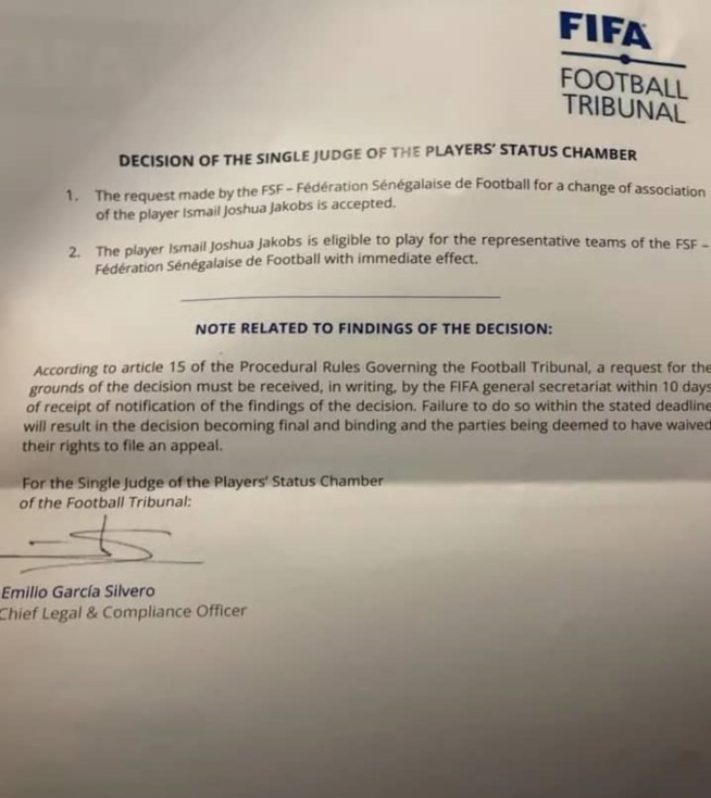 Officiel: Ismaël Jacobs peut désormais jouer pour le Sénégal Officiel: Ismaël Jacobs peut désormais jouer pour le Sénégal