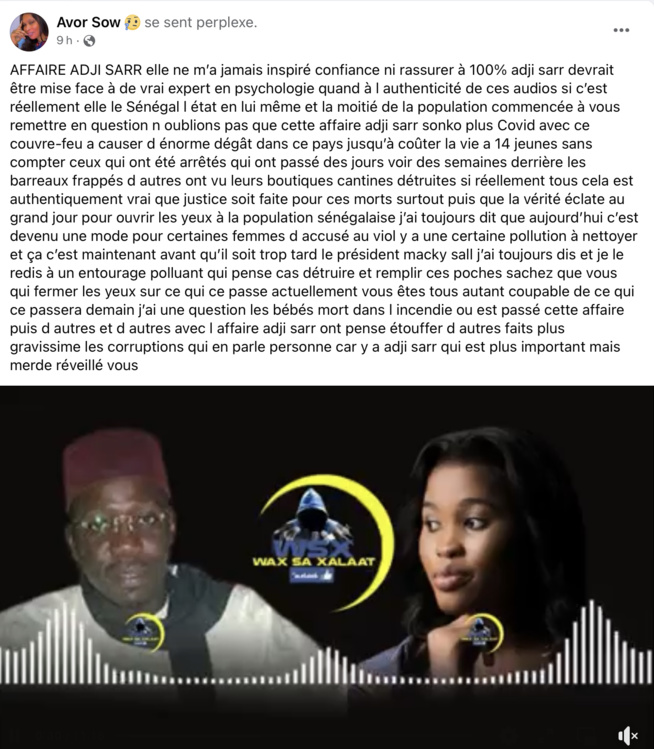 AUDIO FUITEE. Cri de cœur de l’activiste Bb Sow de Le Havre sur l’affaire Adji Sarr Sonko. AUDIO FUITEE. Cri de cœur de l’activiste Bb Sow de Le Havre sur l’affaire Adji Sarr Sonko.