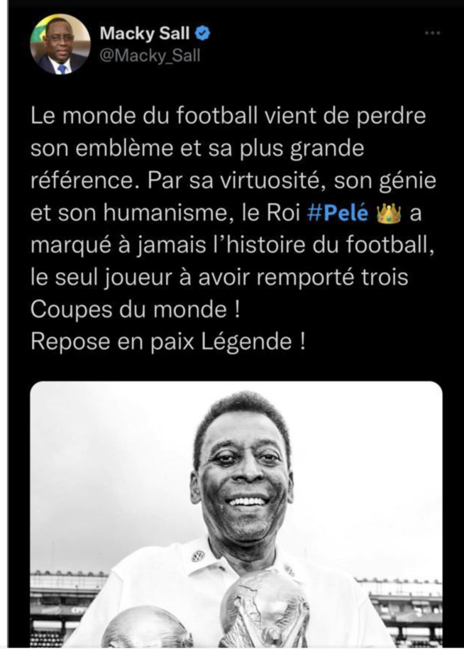 Hommage : Le Président Macky Sall s'incline devant la mémoire de Pelé Hommage : Le Président Macky Sall s'incline devant la mémoire de Pelé