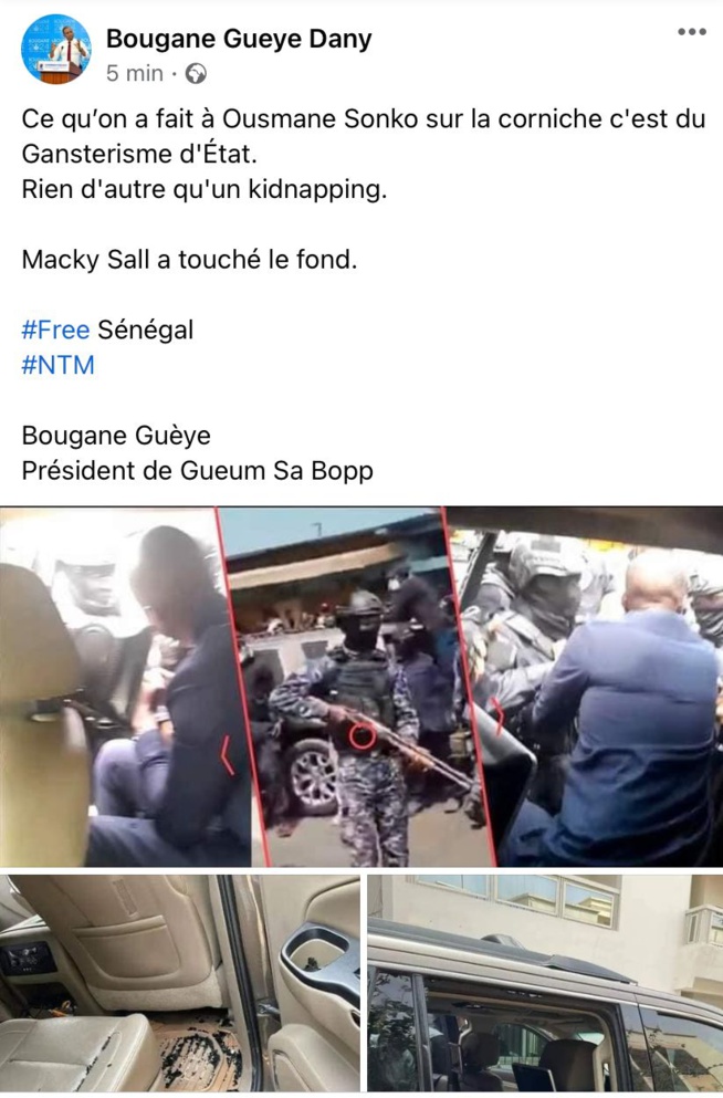 La réaction surprenante de Bougane Guéye après le geste des gendarmes contre Ousmane Sonko La réaction surprenante de Bougane Guéye après le geste des gendarmes contre Ousmane Sonko