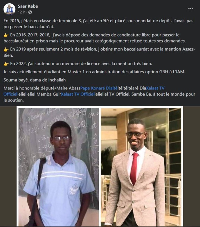 Accusé de terrorisme, le message poignant de Saer Kébé Accusé de terrorisme, le message poignant de Saer Kébé