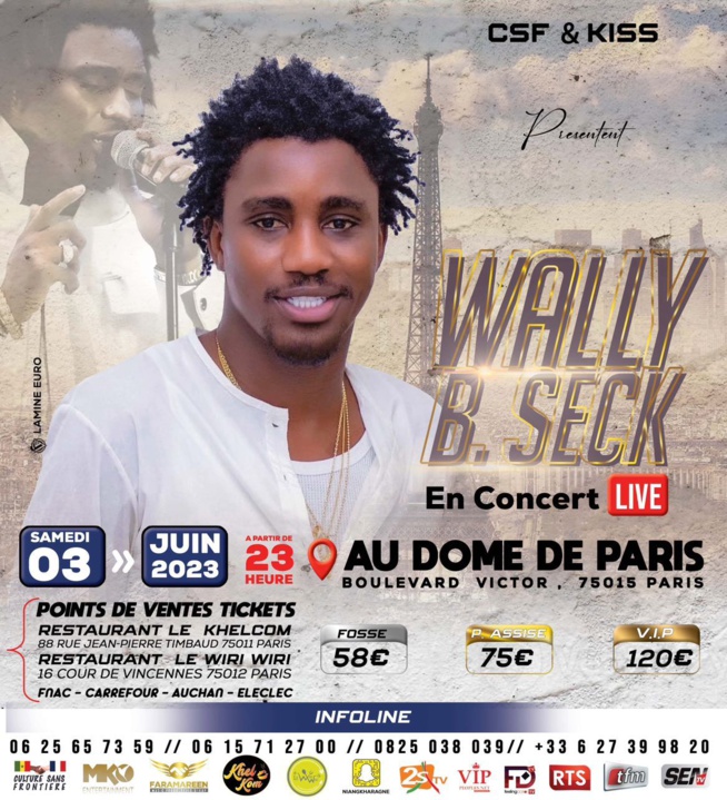Wally B Seck en route au Boulevard Victor 75015 Dôme de Paris ce 03 juin la date attendue de la diaspora. Réservez déjà vos tickets suivez le lien. Wally B Seck en route au Boulevard Victor 75015 Dôme de Paris ce 03 juin la date attendue de la diaspora. Réservez déjà vos tickets suivez le lien.